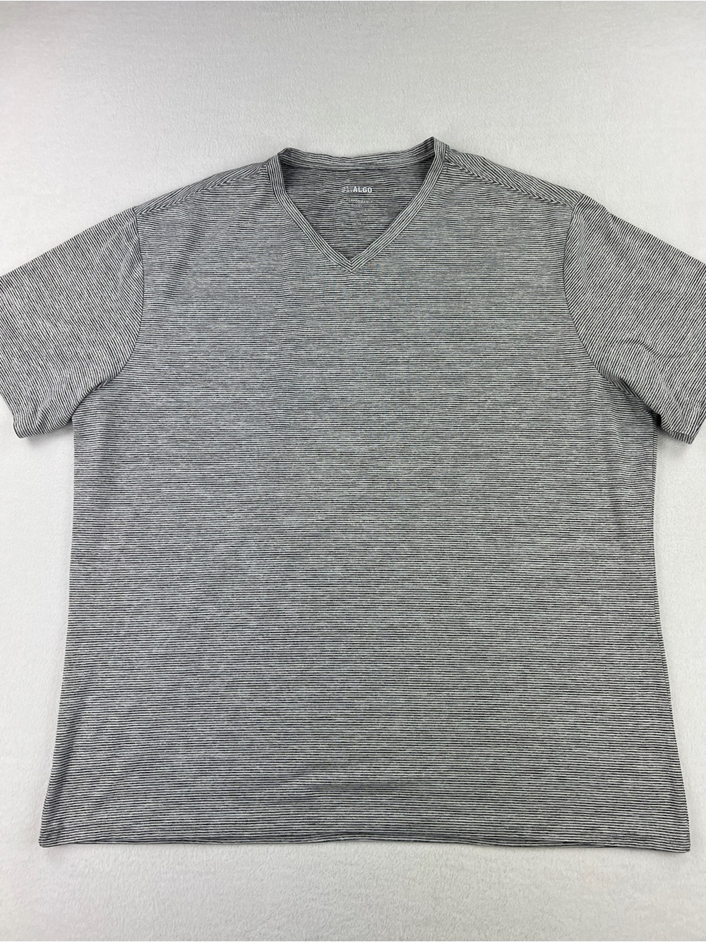 01.Algo Mens 0.1 Performance V-Neck T-Shirt Striped Heather Gray Men Sz 3XLT